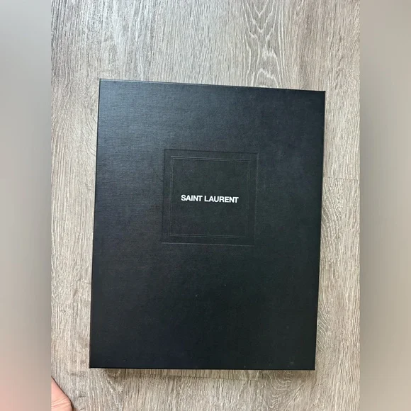 Saint Laurent Rive Gauche Canvas Clutch | YSL Pouch Black Leather Trim Wristlet - Picture 9 of 9